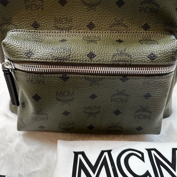 MCM Dark Green Logo Backpack - Picture 16 of 16